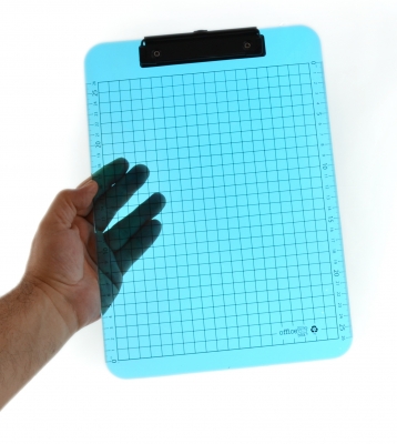 Clipboard standard Office box, A4, transparent PP, albastru